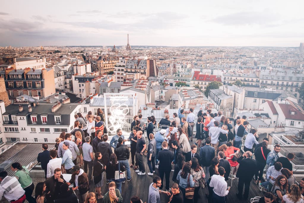 Rooftop of the conference with people